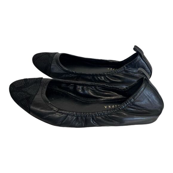 Judith Ripka | Black Leather Slip on Alberta Flats 7.5 - Picture 3 of 7